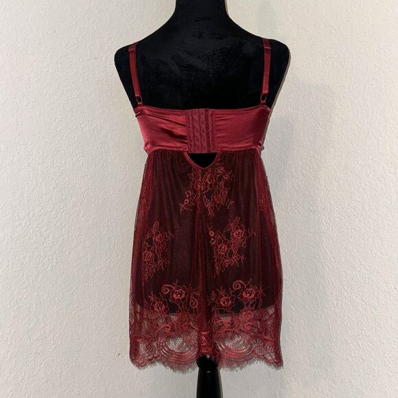 Coquette Babydoll Lingerie Women's Small Red Sheer Lace Detail Straps Underwire - Picture 4 of 9